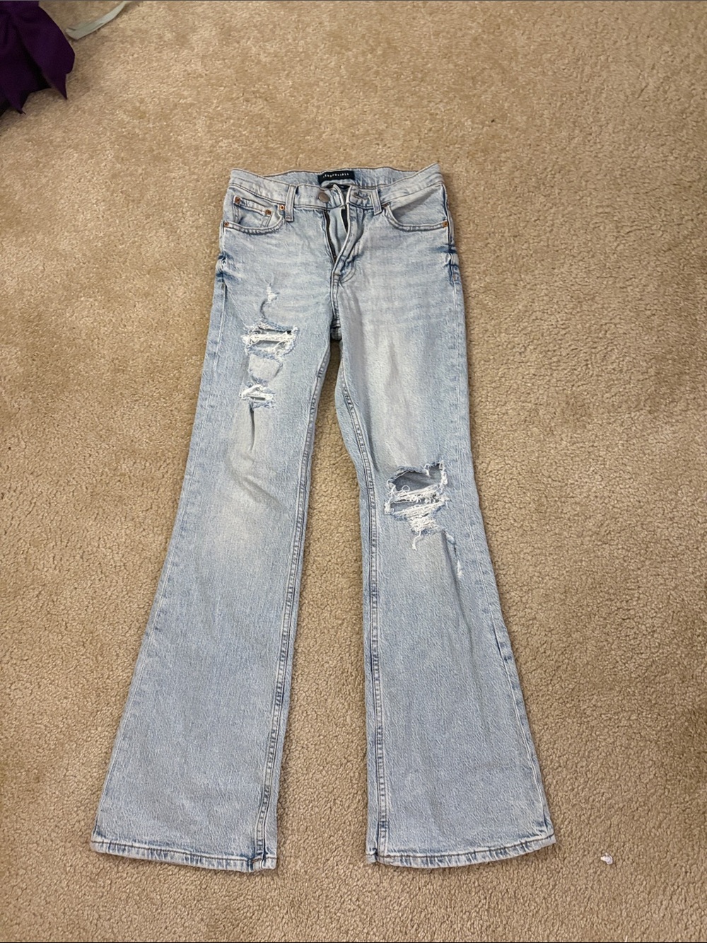Aeropostale Light Blue Distressed Flare Jeans